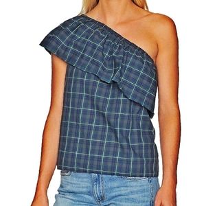 Bailey 44 one shoulder Benzai plaid top